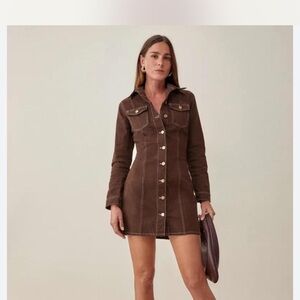 Reformation Brown Button-Down Dress